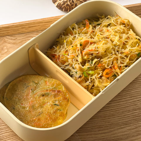 Taiwanese Pumpkin Fried Beehoon with Veggie Pancakes