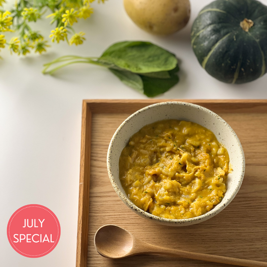 Organic Creamy Trout Pumpkin Soup with Spinach & ABC Pasta