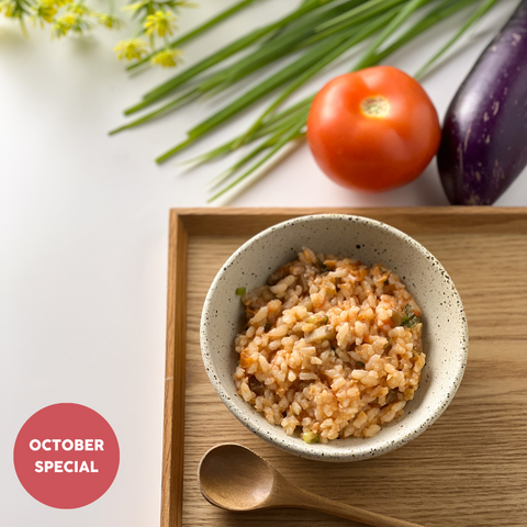 Organic Sweet & Sour Eggplant & Trout Risotto
