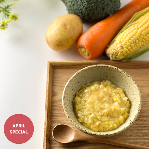 Organic Trout & Sweet Corn Soup with ABC Pasta