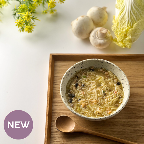 Organic Prawn Noodle Soup with Chinese Cabbage & Mushroom