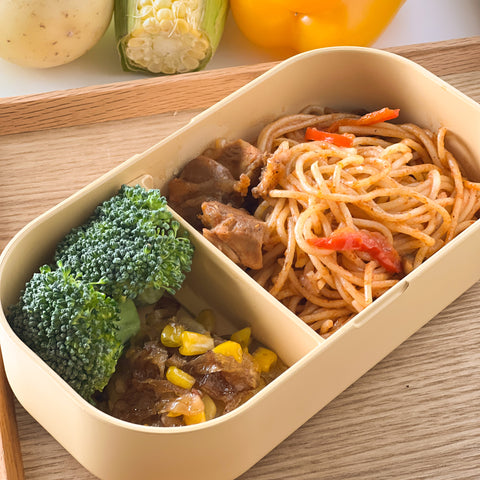 Napolitan Spaghetti with Soy-Glazed German Potatoes