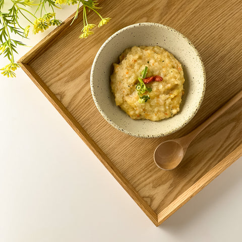Organic Garlic Fish Porridge with Carrot, Japanese Yam & Spinach