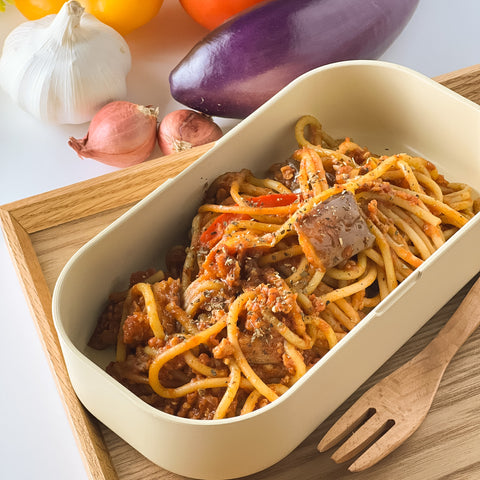 Eggplant & Chicken Tomato Pasta