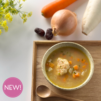 Organic Radish & Carrot Soup with Chicken Patties and Rice