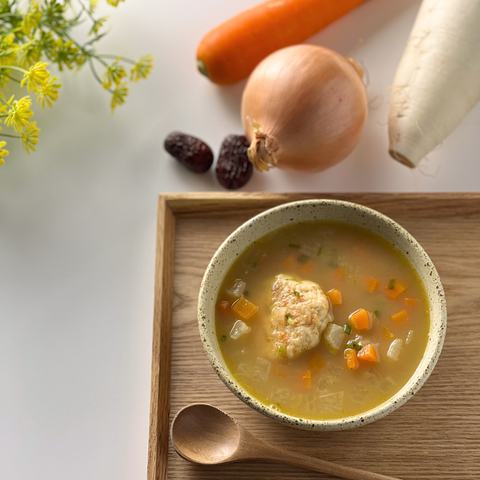 Organic Radish & Carrot Soup with Chicken Patties
